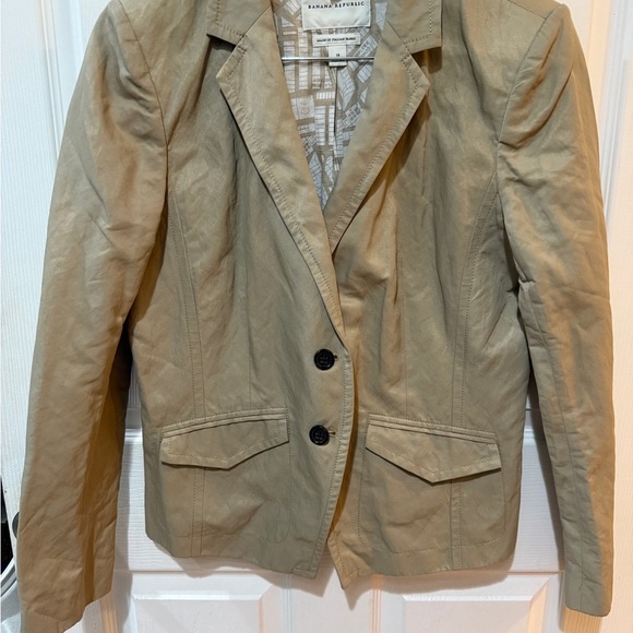Banana Republic Tan Blazer Suit Jacket Map of NYC inside🤎 P2P 20 - Picture 7 of 10